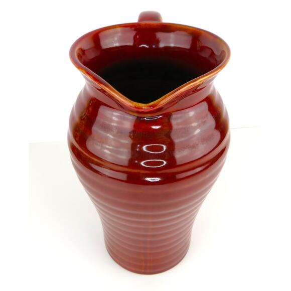 Vintage Studio Pottery Oxblood Glaze Pitcher 10” Hand Thrown Stoneware Jug - Picture 3 of 11